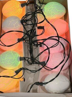 Easter Crackled Egg String Lights For Indoor/Outdoor Use 10 Bulbs UL Listed 9" S